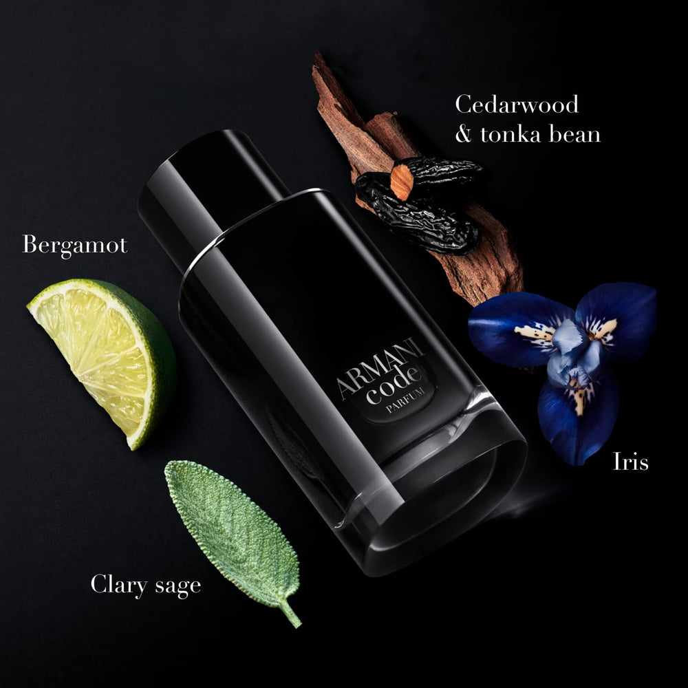 Armani Beauty Code Parfum bottle cap close-up highlighting premium detailing and luxury feel.