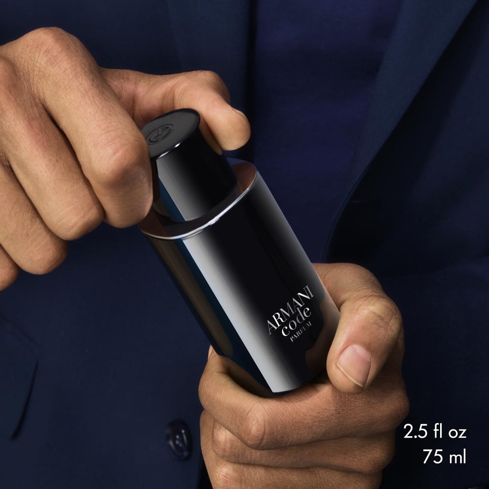 Armani Code Parfum, spritz on wrists and neck for balanced projection.