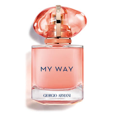 Armani Beauty My Way Ylang EDP bottle front view showing coral silhouette for a cheerful vibe