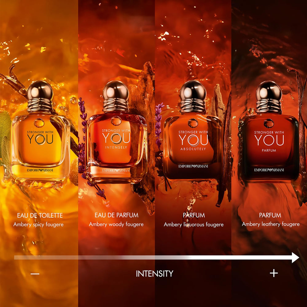 Armani Beauty Stronger With You Intensely date night mood visual; suggests versatile evening wear.