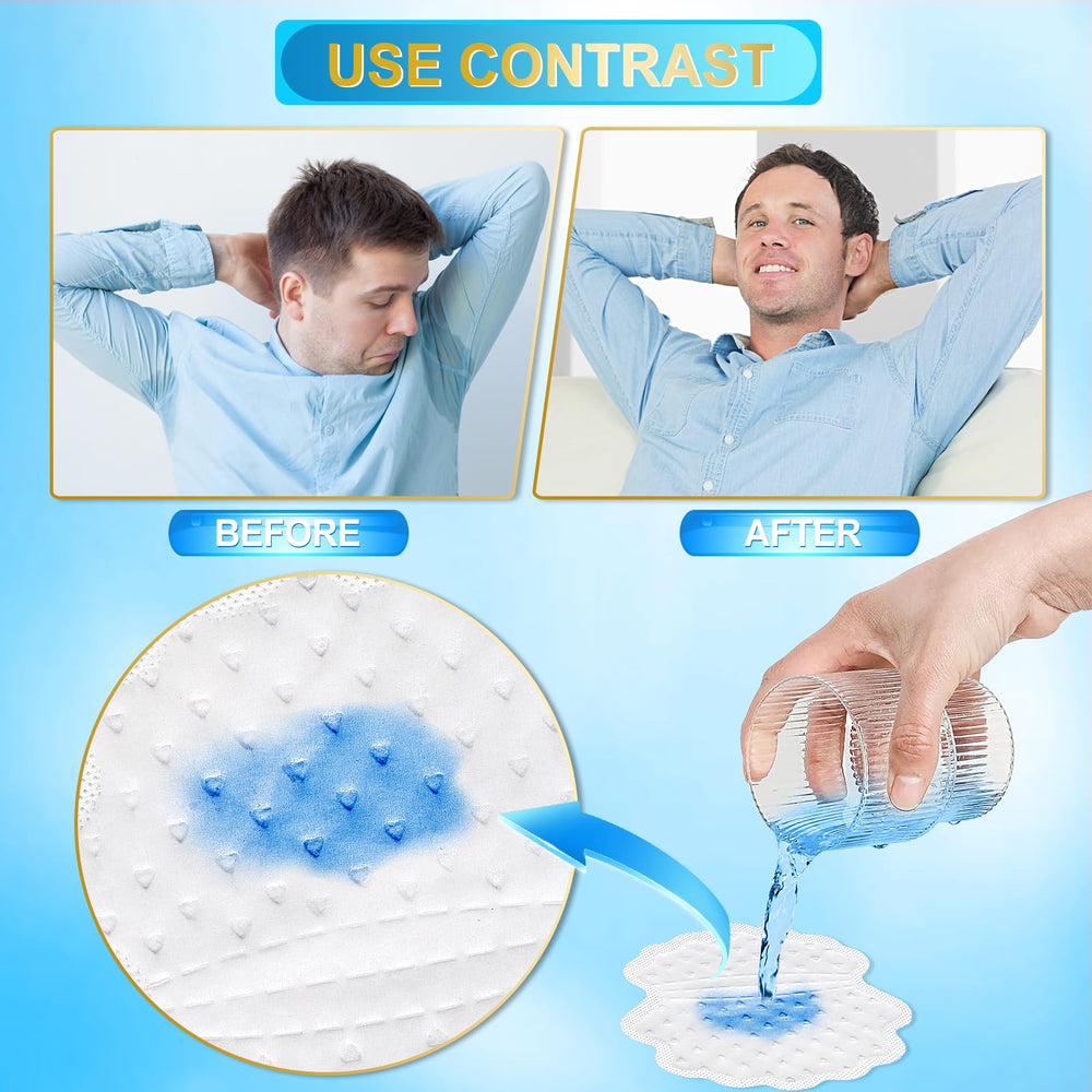 Arme Armpit Sweat Pads adhesive-strip keeps pads securely in place during activities.
