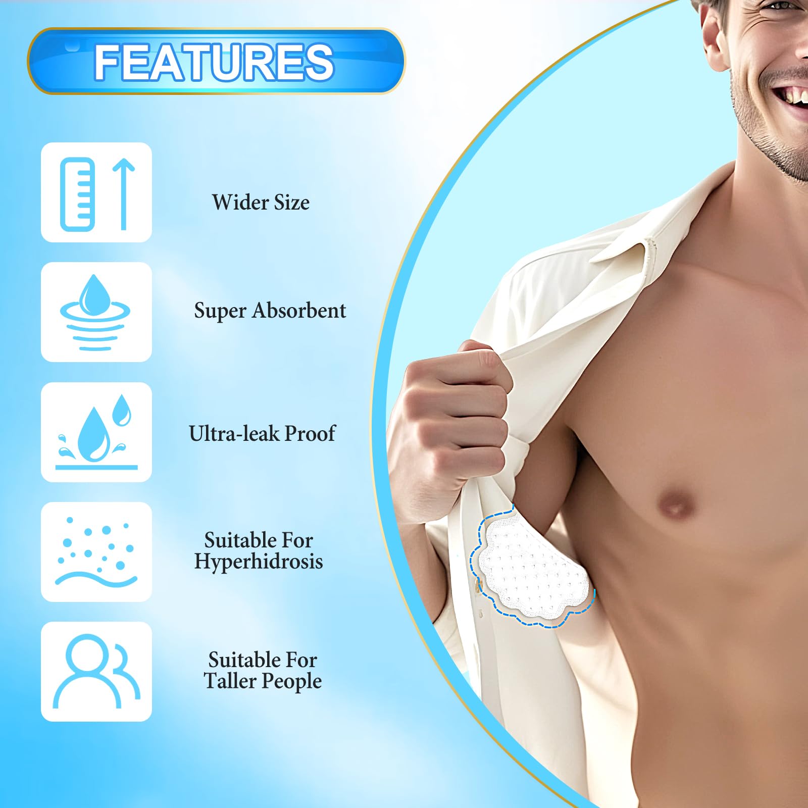Arme Armpit Sweat Pads soft-nonwoven-fabric feel gentle on skin and reduce irritation.