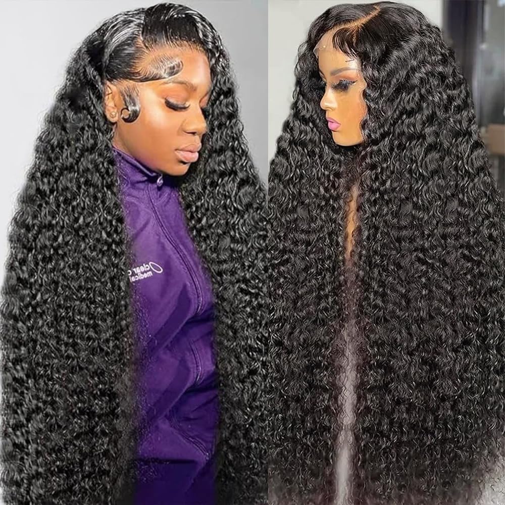 Armodeo 250-density deep wave lace front wig showing full volume and natural texture