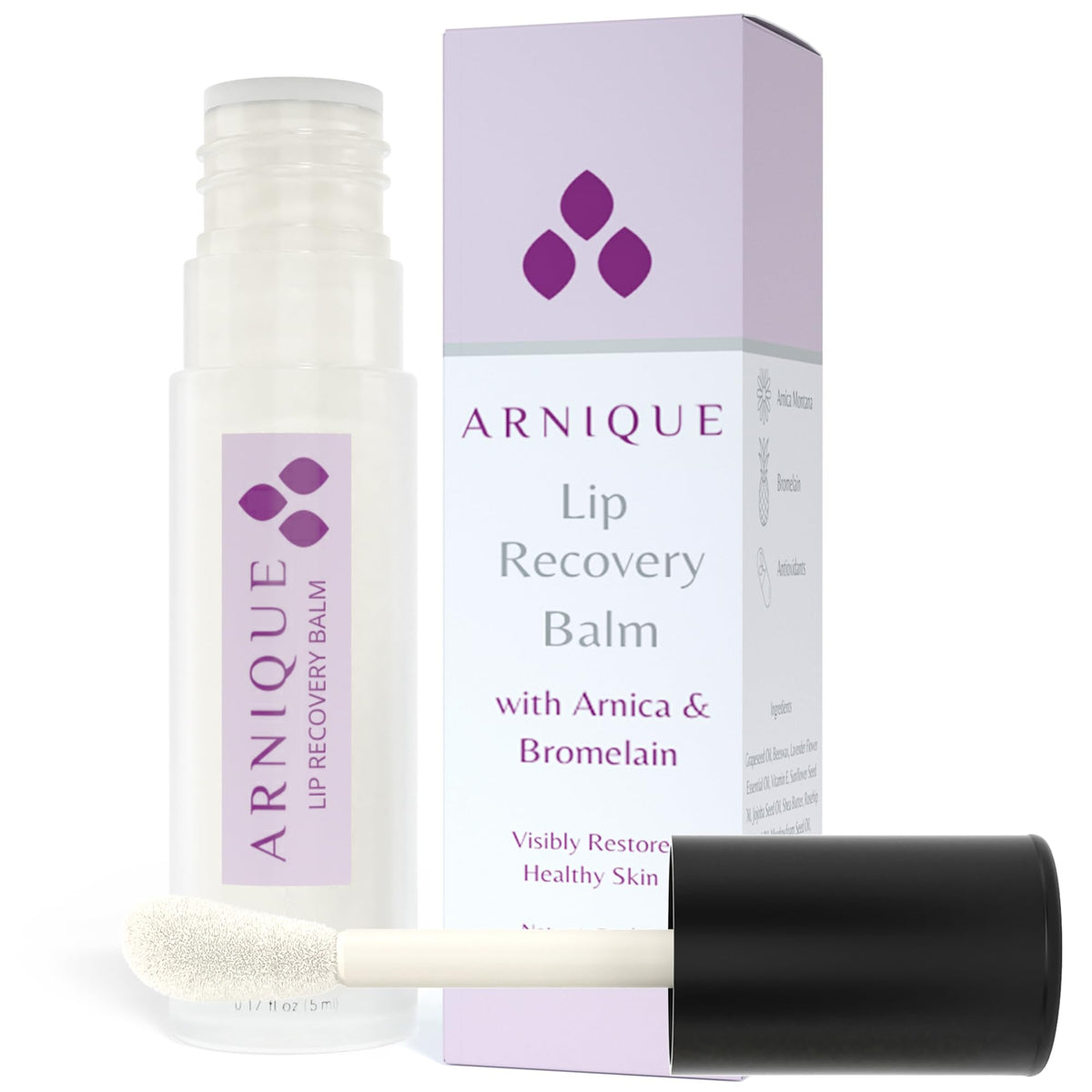 Packaging of Arnique Arnica Lip Balm for post-treatment lip care.
