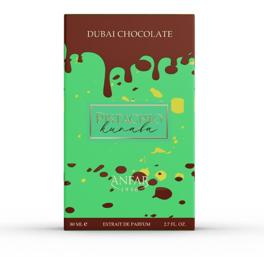 AROMA CONCEPTS Dubai Chocolate Perfume pistachio kunafa bottle — unisex gourmand scent for special occasions.