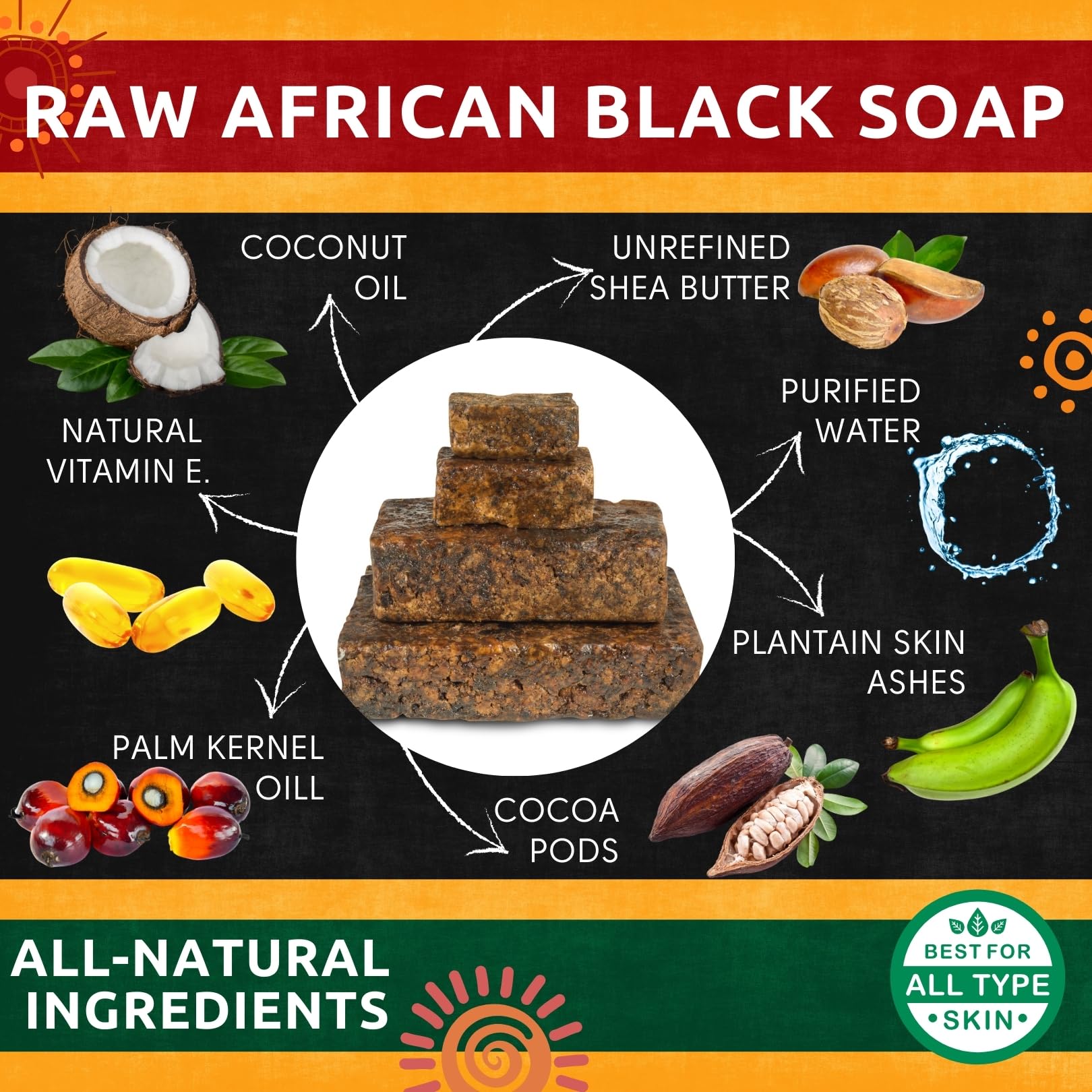Aroma Depot African black soap Ghana packaged bar ready for travel.