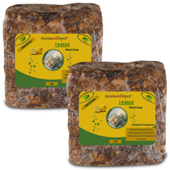 Aroma Depot Lemon African Black Soap bottle for all-over cleansing with lemon oil.