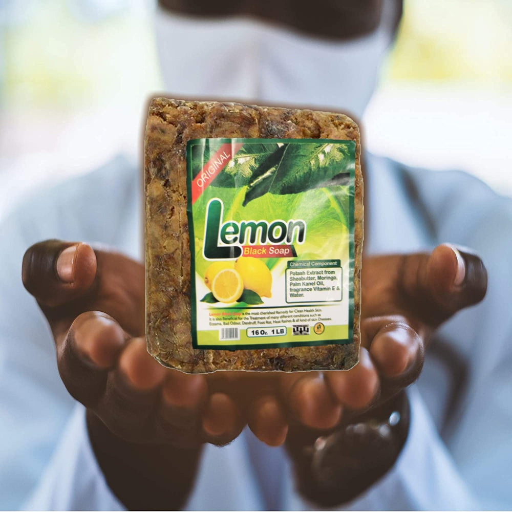 Aroma Depot Lemon African Black Soap lather provides a rich cleanse for face and body.