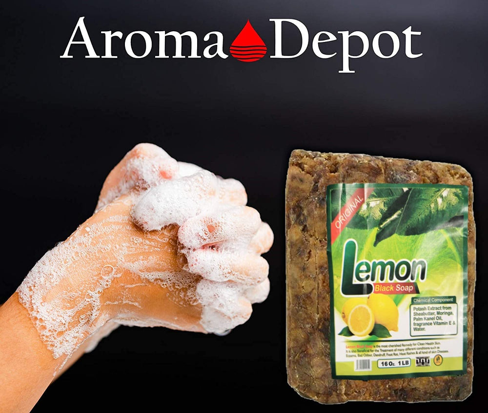 Aroma Depot Lemon African Black Soap routine suits daily showers and quick cleanses.