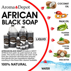 Liquid black soap lather forming on skin by Aroma Depot