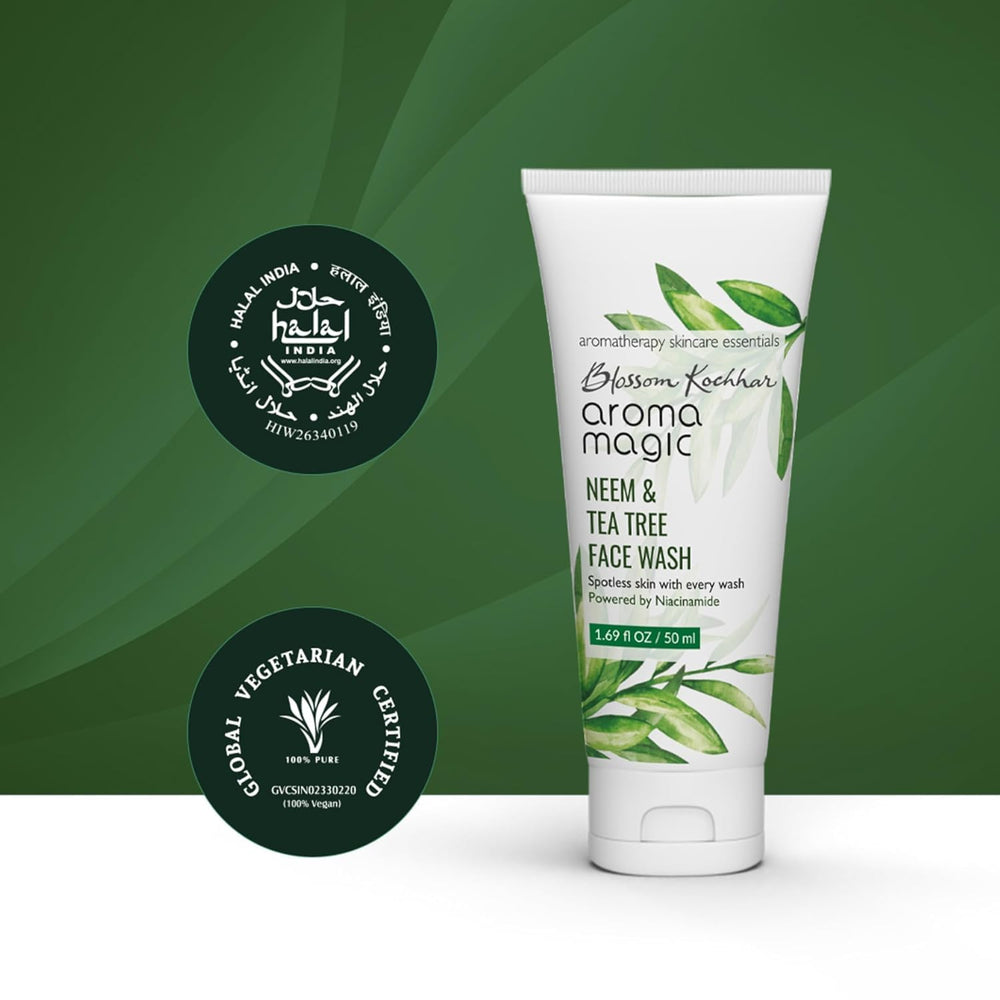 Aroma Magic Neem & Tea Tree Face Wash being applied for clean pores