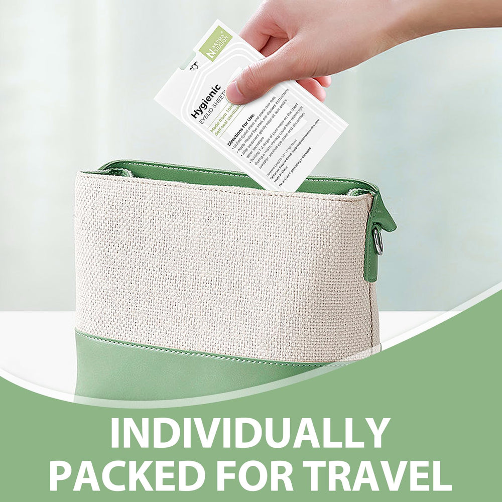 Hygienic packaging keeps each Aroma Season eyelid sheet fresh before use.