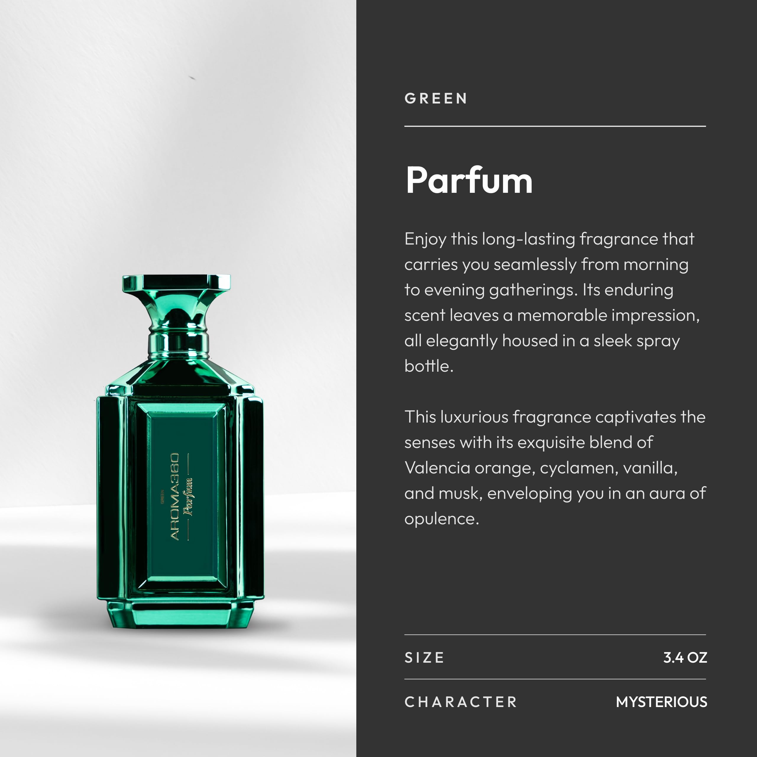 Aroma360 Parfum eco-conscious packaging on display