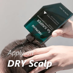Aromase 5 Juniper Purifying Liquid Shampoo label highlights glycyrrhetinic complex benefits.