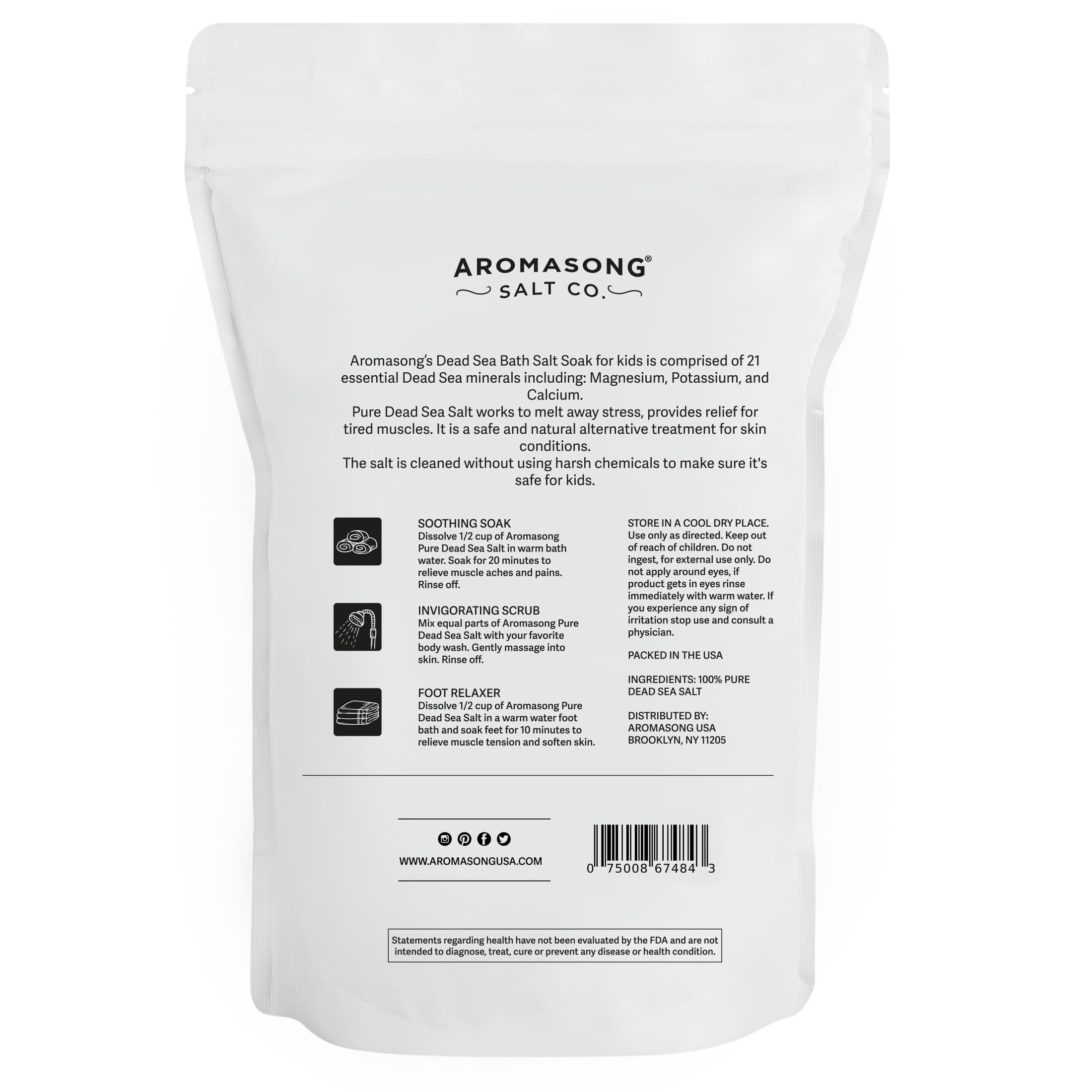 Aromasong Dead Sea Salt Kids Bath Soak premium minerals for nurturing experiences