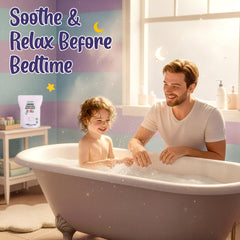 Aromasong Dead Sea Salt Kids Bath Soak with child during bath time