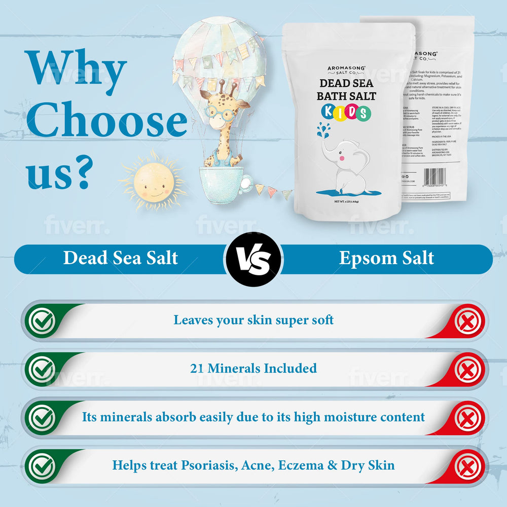 Aromasong Dead Sea Salt Kids Bath Soak softens dry skin during bath