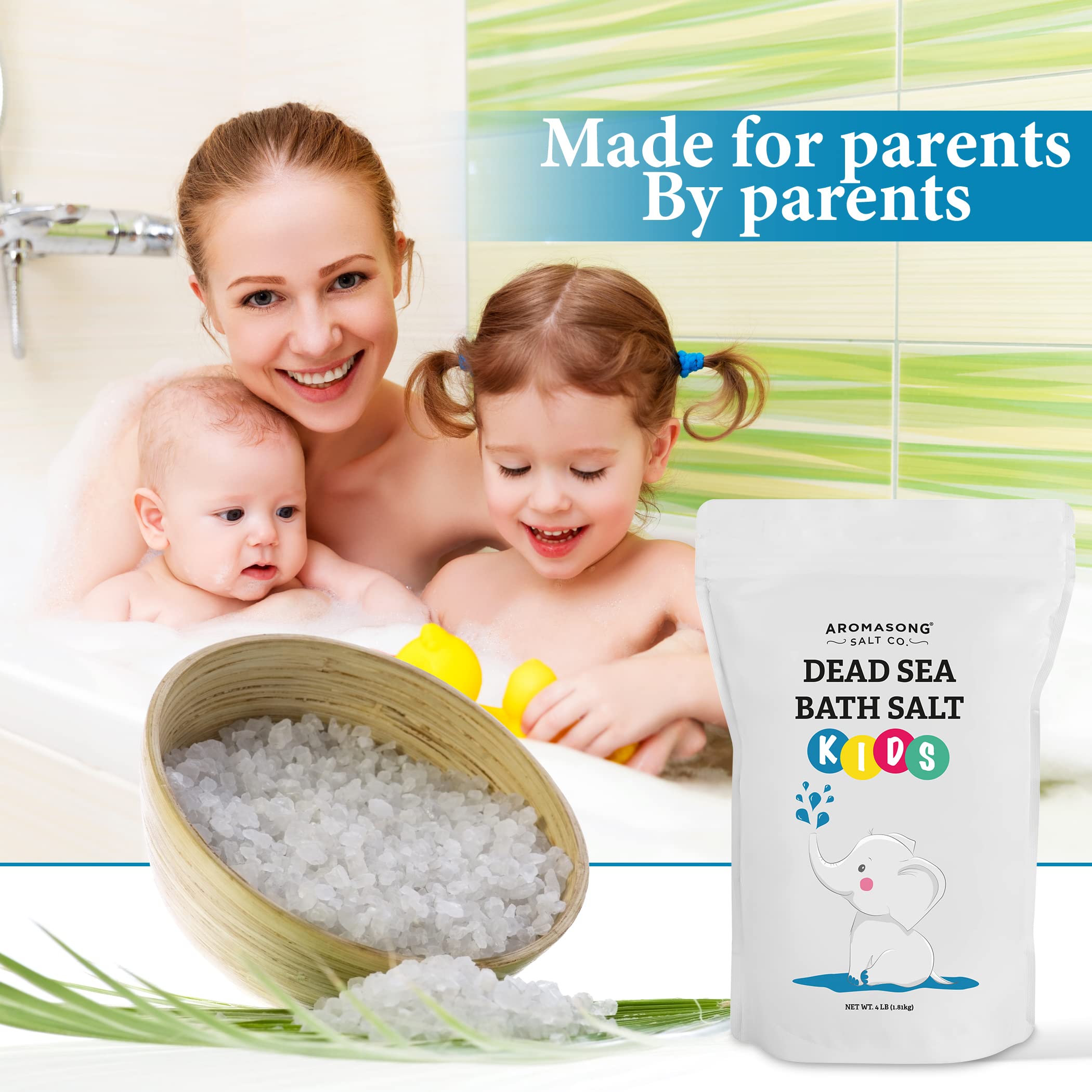 Aromasong Dead Sea Salt Kids Bath Soak creates relaxing bath time ritual