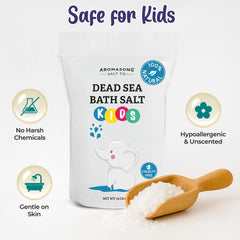 Aromasong Dead Sea Salt Kids Bath Soak easy pour design for mess-free prep