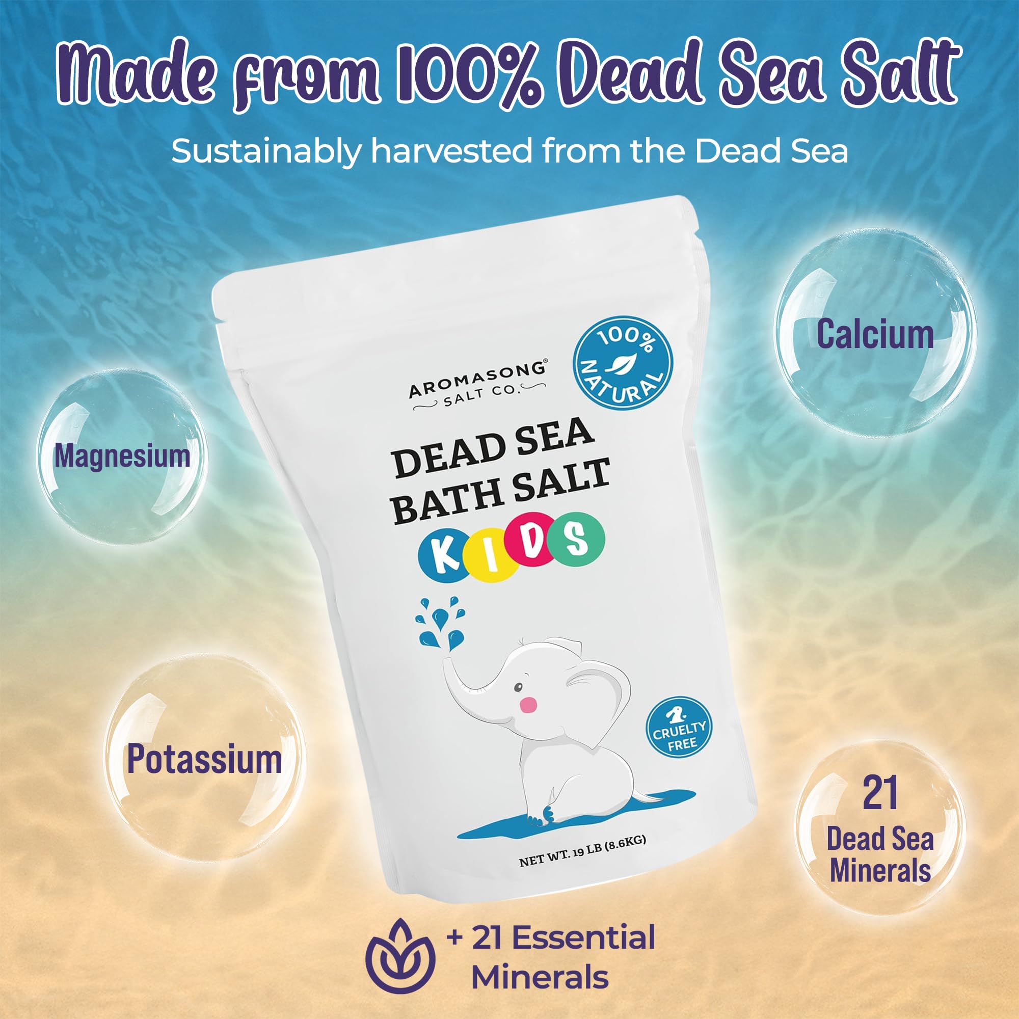 Aromasong Dead Sea Salt Kids Bath Soak mineral-rich formula for soothing skin