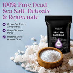 Aromasong dead sea salt lavender bag seal demonstrates resealable packaging for easy storage
