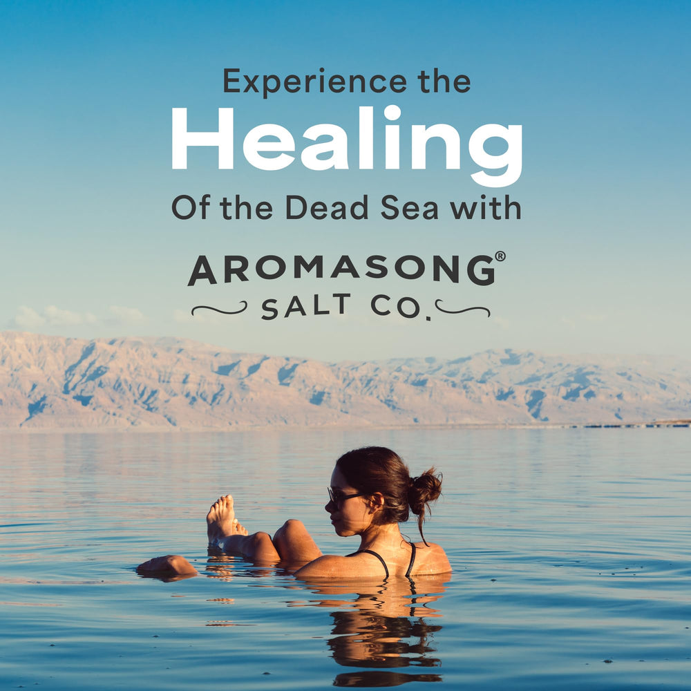 Aromasong RAW Magnesium Bath Flakes Lavender detox bath imagery supports skin feel.
