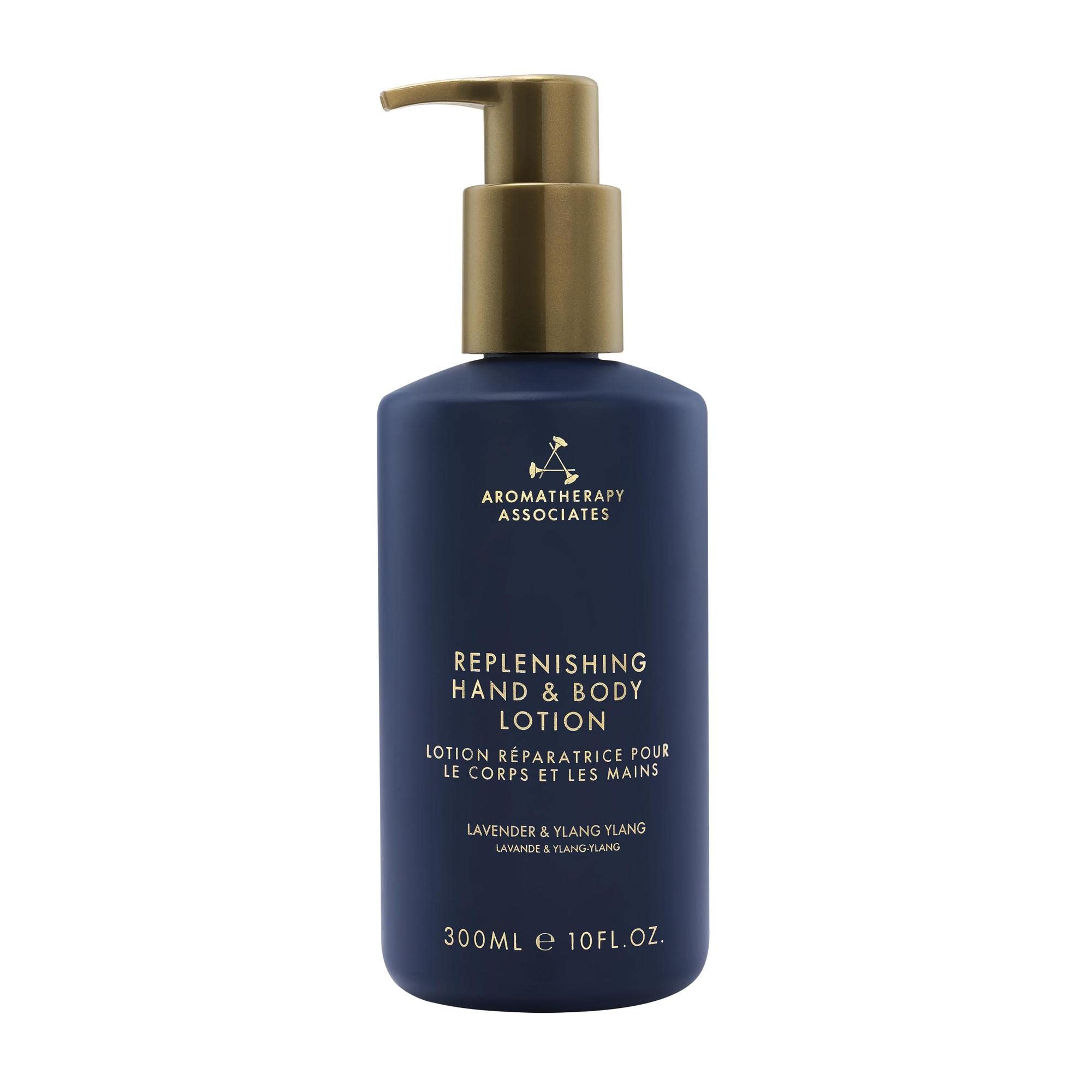 Aromatherapy Associates Balance bottle being poured for daily skin hydration