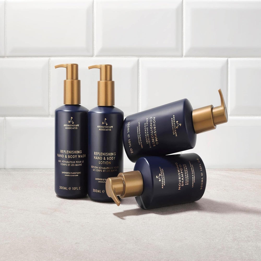 Aromatherapy Associates Balance daily-use scene showing hydrated hands