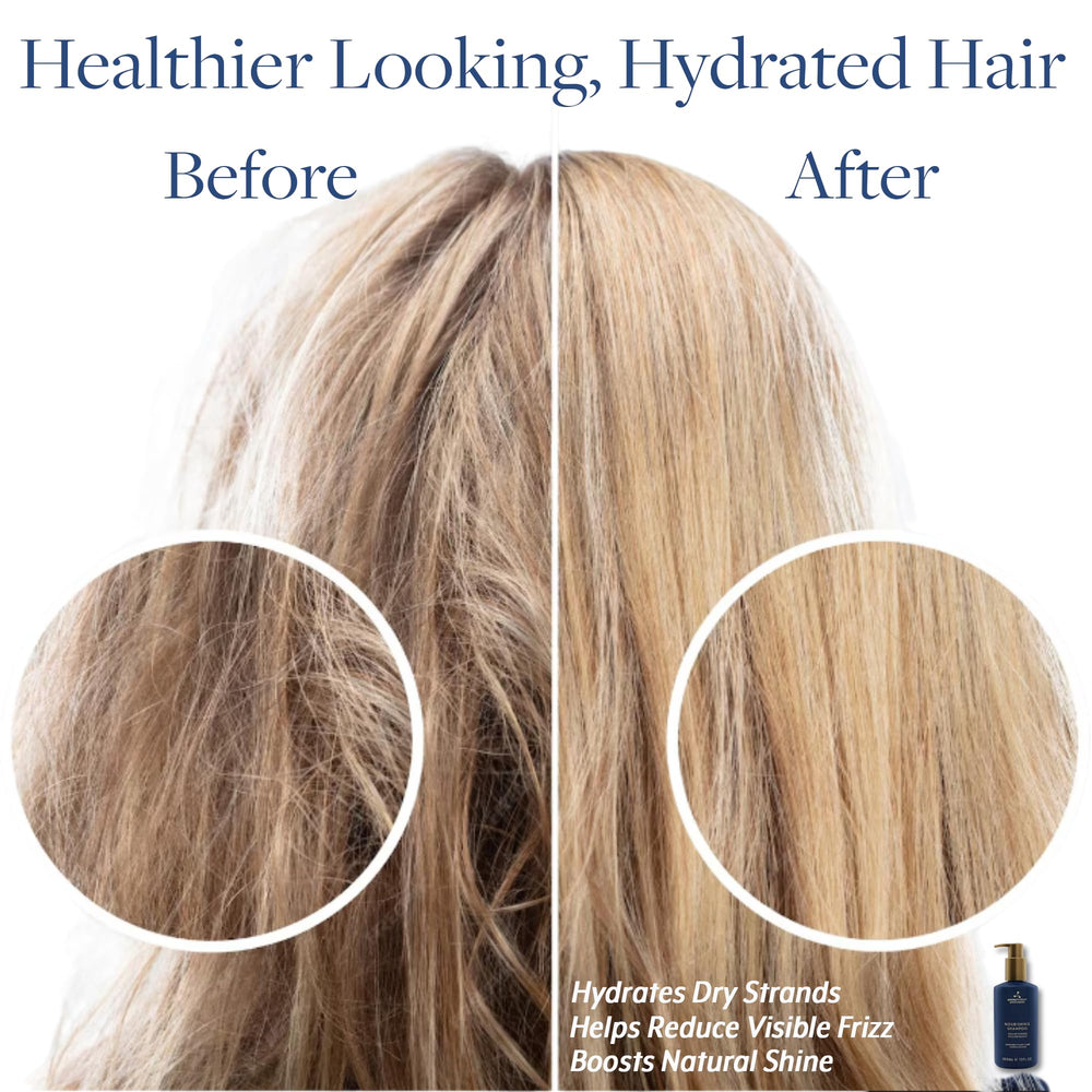 Shiny, hydrated hair strands after using Balance Replenishing Shampoo
