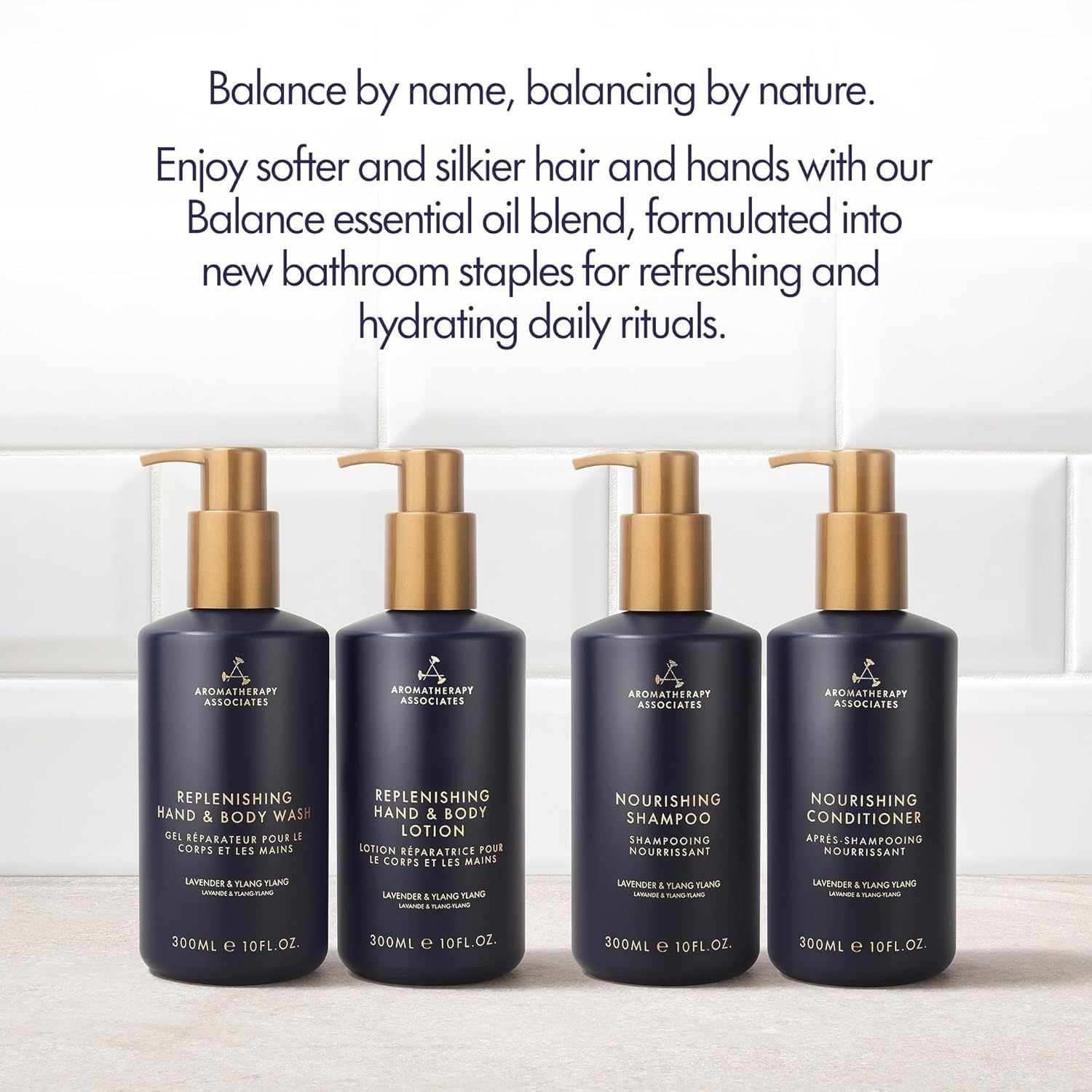 Balance Replenishing Shampoo bottle with lavender and ylang ylang aroma