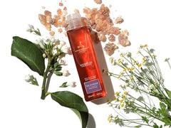 De-Stress Mind oil transitioning to milk for a gentle cleanse and moisture.