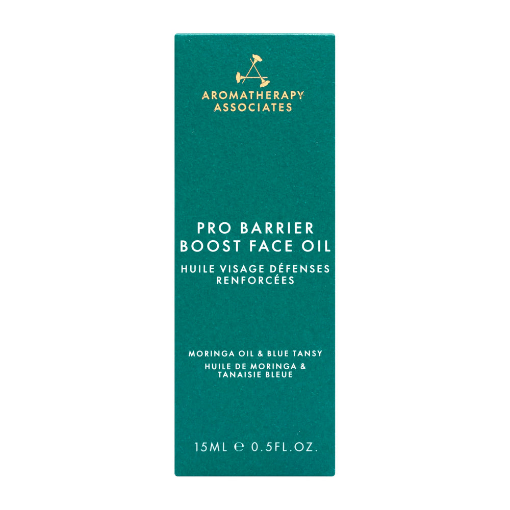 Close-up of Aromatherapy Associates Pro Barrier Boost texture with light oil droplets