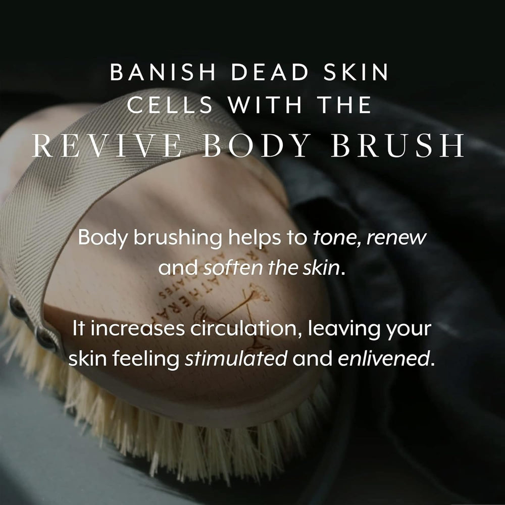 Close-up of Revive Body Brush bristles showing rounded tips for skin safety.