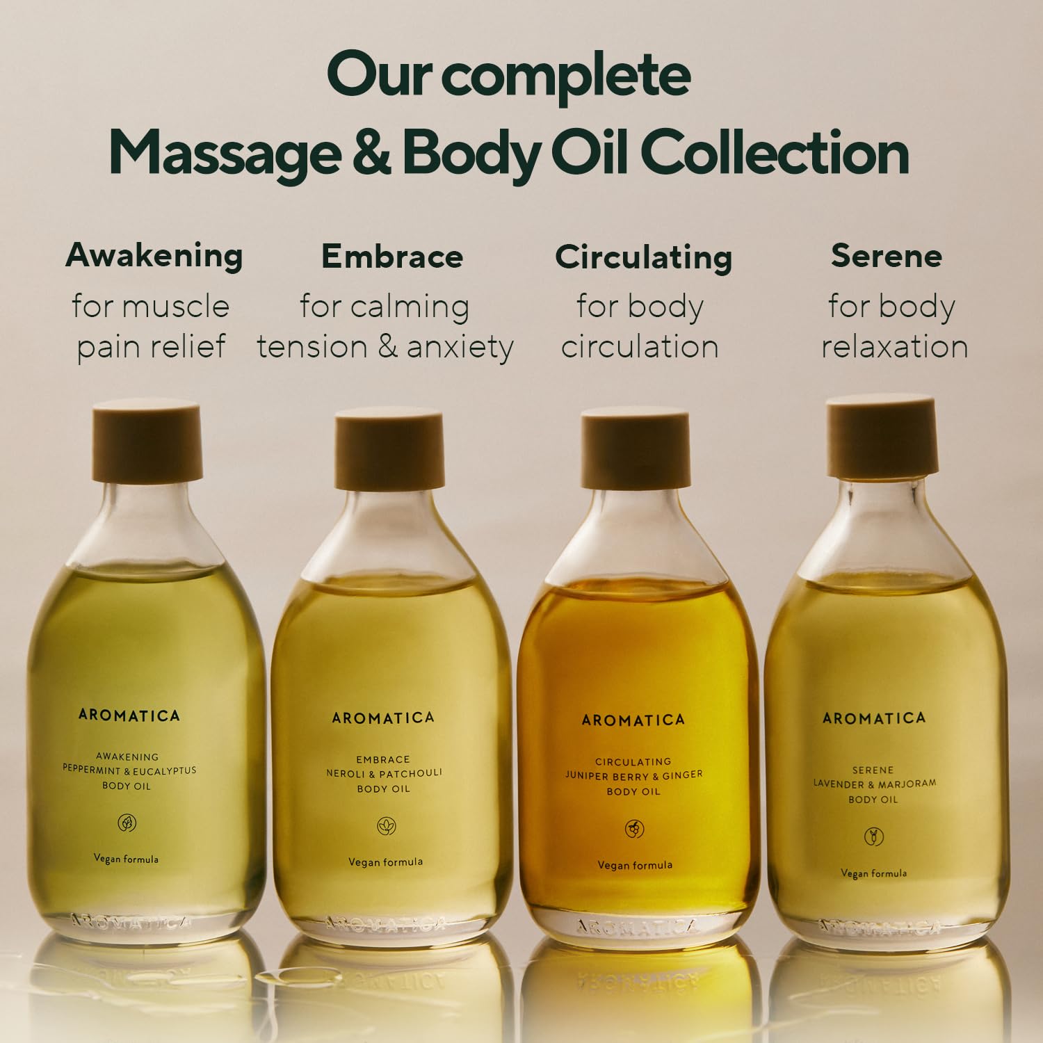 AROMATICA Circulating Body Oil massage scene, calm and balanced mood