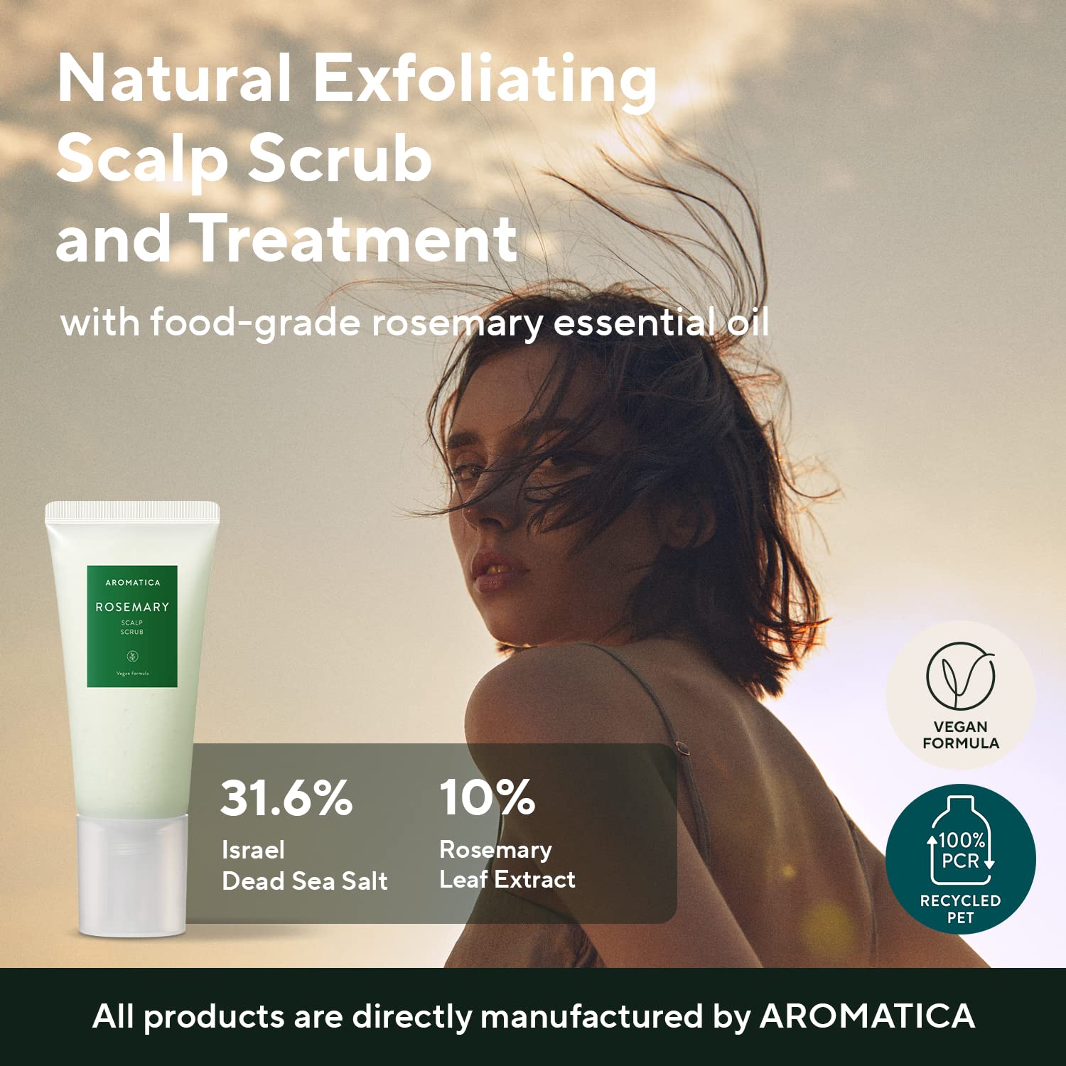 AROMATICA complexe noir aliments – ingrédients végétaux riches pour le soin du cuir chevelu.