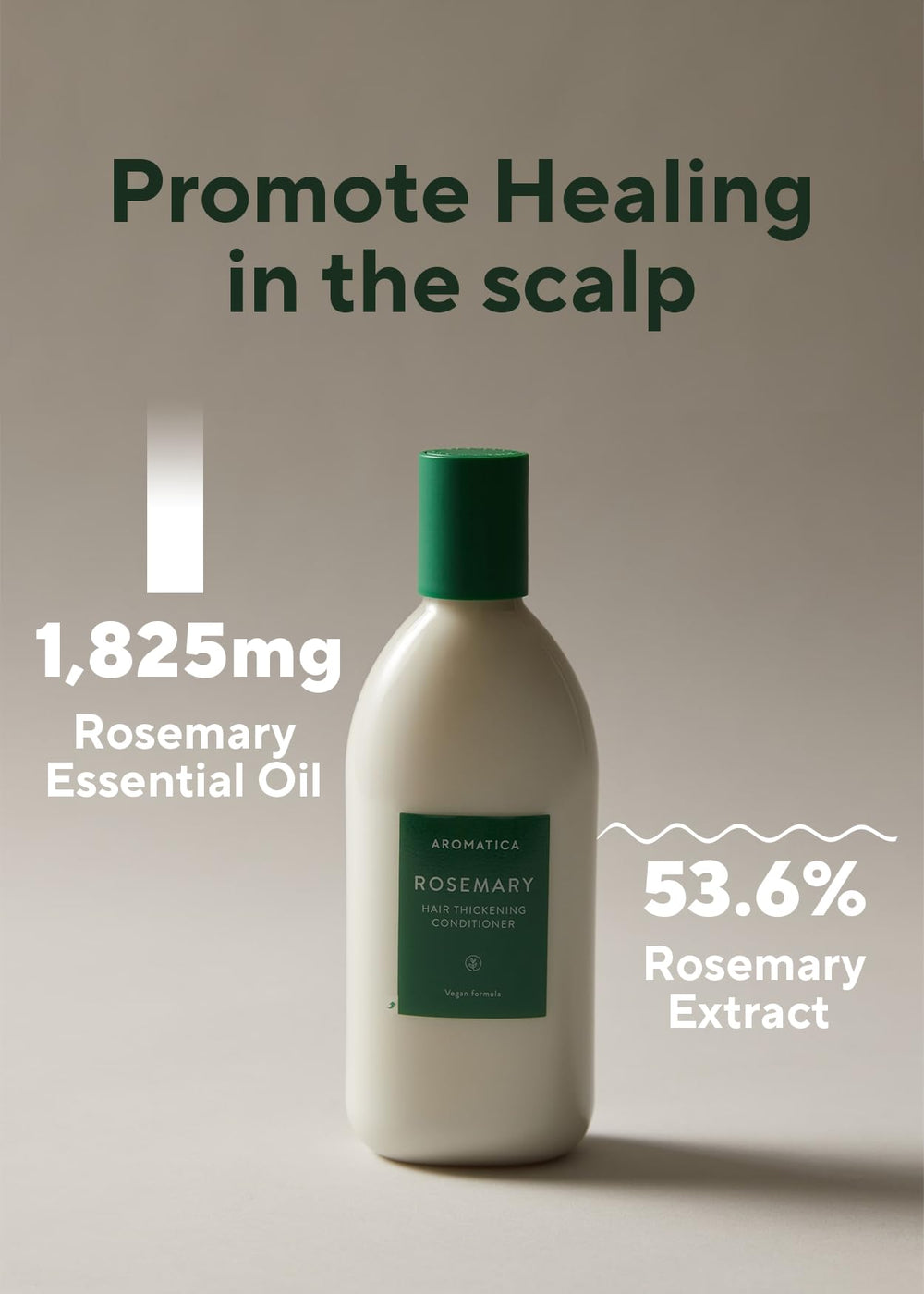 AROMATICA conditioner pump releasing product illustrating detangling-ready formula.