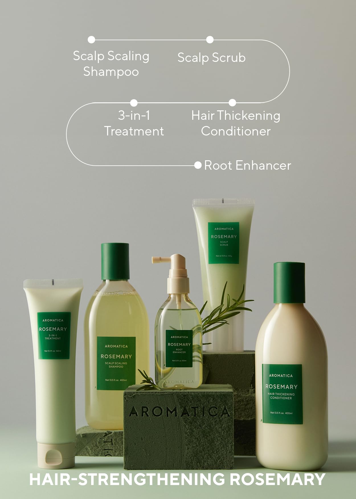 AROMATICA Korean hair care brand ritual with rosemary-rich ingredients.