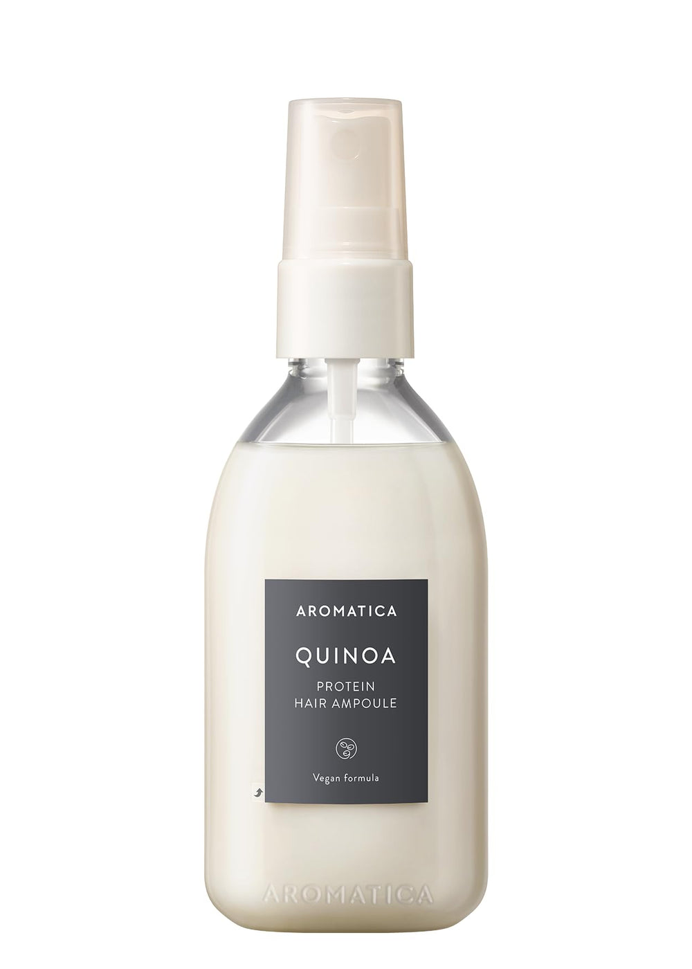 AROMATICA quinoa protein hair ampoule bottle for silky, non-greasy hydration.