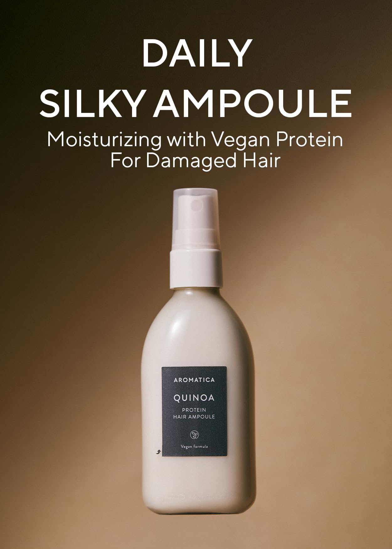 AROMATICA quinoa protein hair ampoule spray mist delivering even hydration.