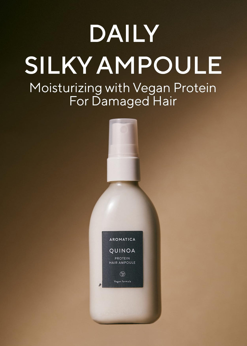 AROMATICA quinoa protein hair ampoule spray mist delivering even hydration.