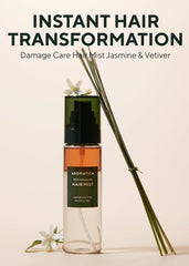 Spray nozzle releasing detangling mist for easier styling.