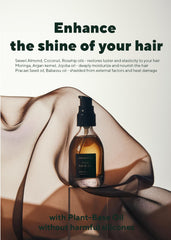 AROMATICA oil being applied to damp hair ends for nourishment and frizz control
