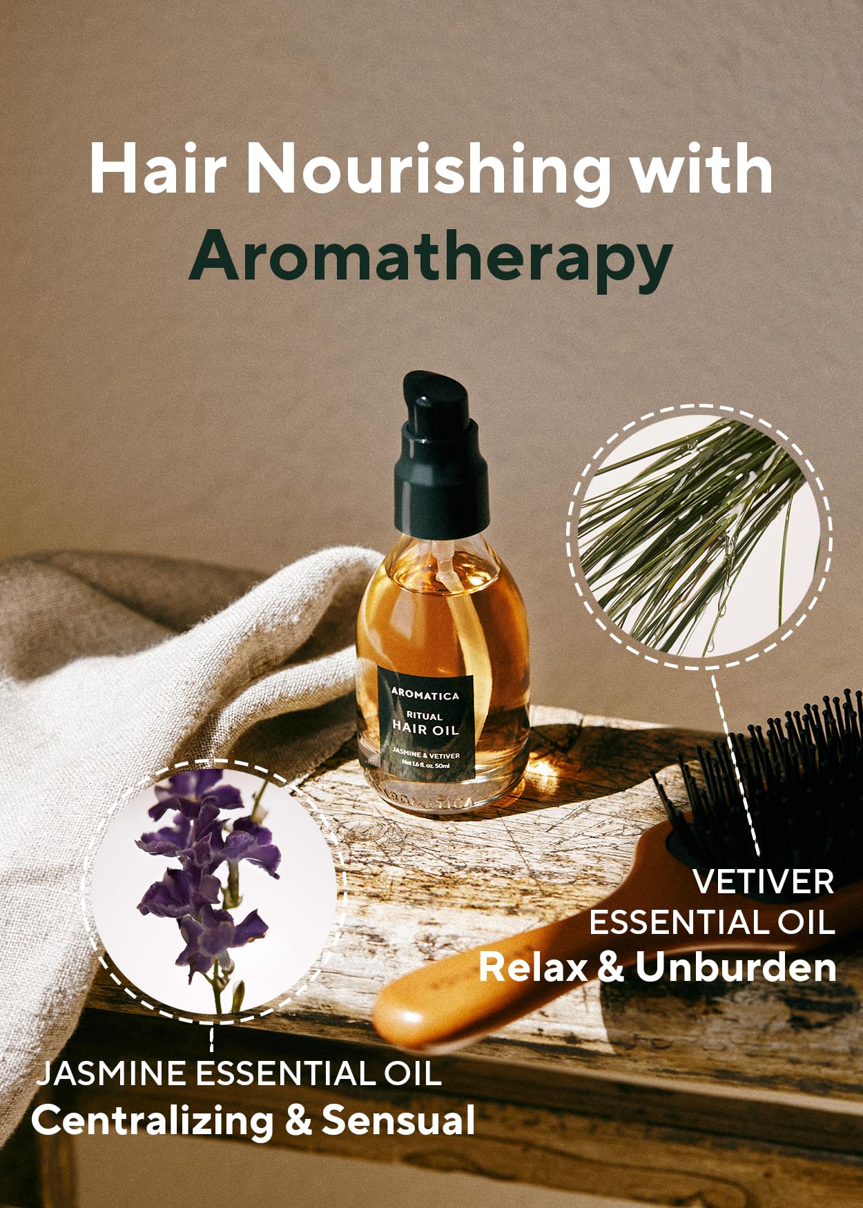 AROMATICA Jasmine & Vetiver Oil pump-dispense for easy, lightweight application
