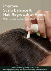 closeup of scalp texture showing dryness and mist application