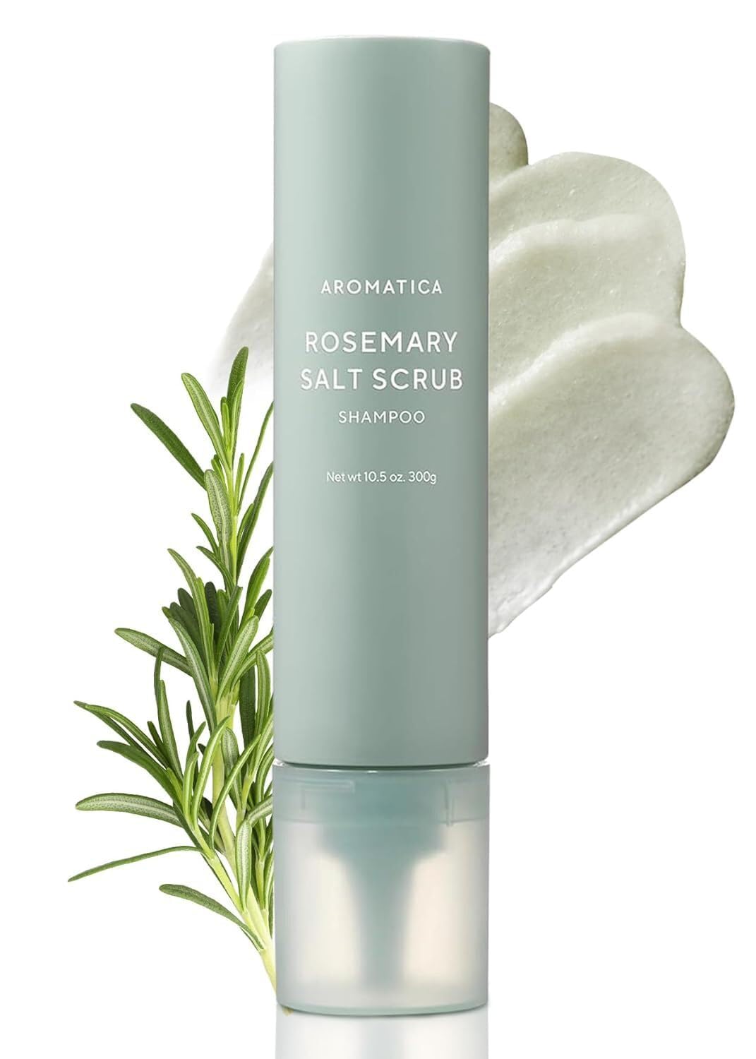 AROMATICA Rosemary Salt Scrub Shampoo bottle offering soothing scalp exfoliation.