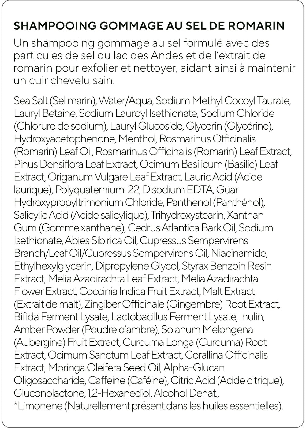 AROMATICA Rosemary Salt Scrub Shampoo label highlights sulfate-free and silicone-free formula.