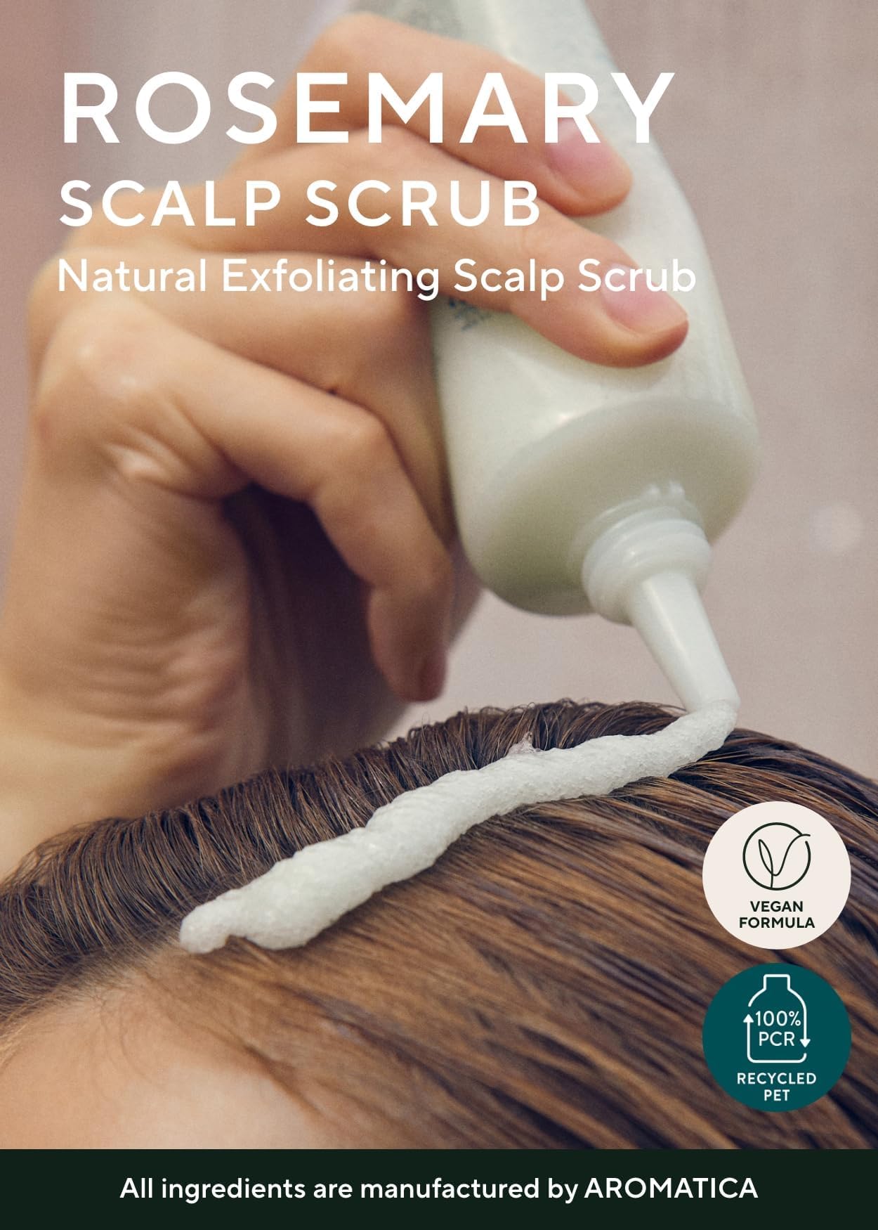 AROMATICA Rosemary Scalp Scrub jar shows texture for buildup exfoliation