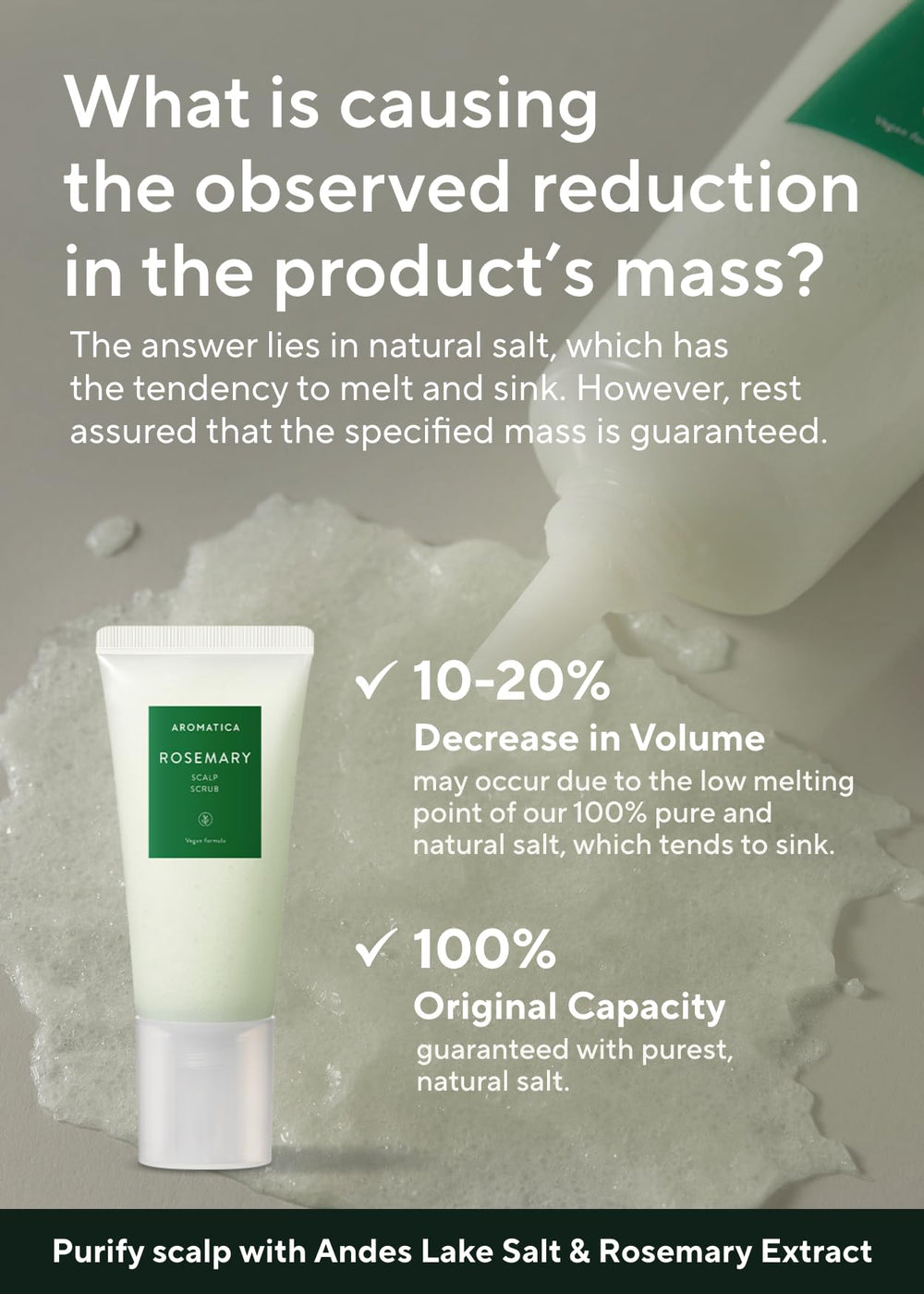 AROMATICA Rosemary Scalp Scrub salt granules emphasize natural exfoliation before shampoo