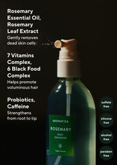 AROMATICA six-type black food complex ingredients support nourishing scalp care.