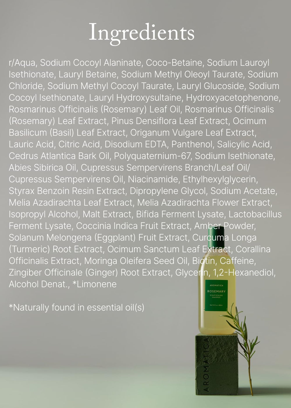 AROMATICA sulfate free label on bottle highlights a clean paraben free formula